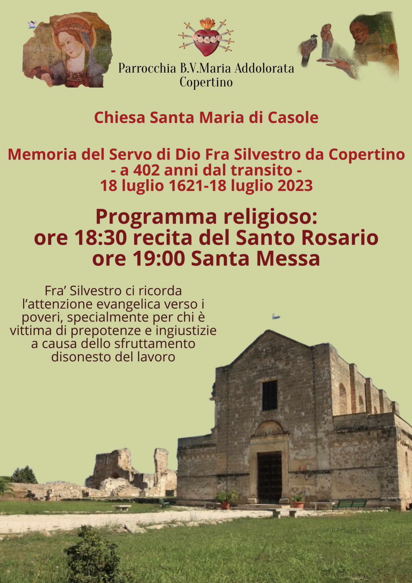 Memoria del Servo di Dio Fra’ Silvestro da Copertino